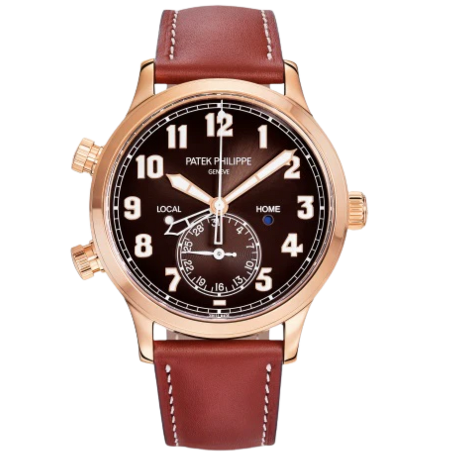 Patek Philippe Calatrava Pilot Travel Time ref. 5524R rose gold brown dial