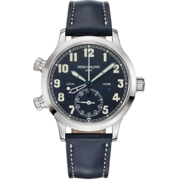 7234G Complications 37.5mm Shiny Navy Blue/Vintage Brown Calfskin Strap Blue Varnished Dial White Gold Bezel