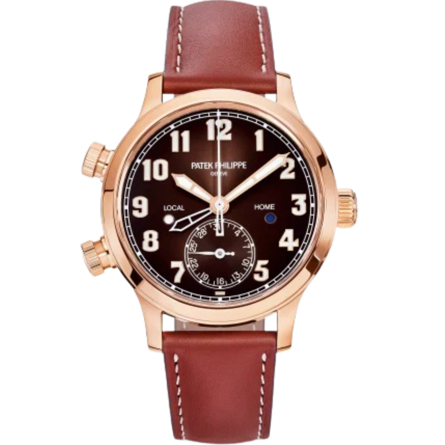 Patek Philippe Calatrava Pilot Travel Time ref. 7234R-001 rose gold brown dial