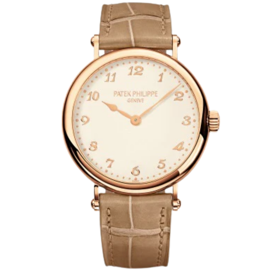 Patek Philippe Calatrava ref. 7200R rose gold silvery-grained dial beige alligator strap