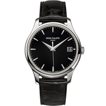 5227G Calatrava 39mm Shiny Black Alligator Strap Slate Black Lacquered Dial White Gold Bezel