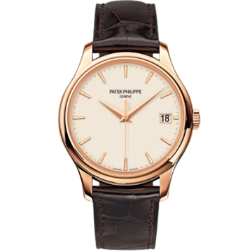 5227R Calatrava 39mm Dark Chestnut Shiny Alligator Strap Ivory Lacquered Dial Rose Gold Bezel