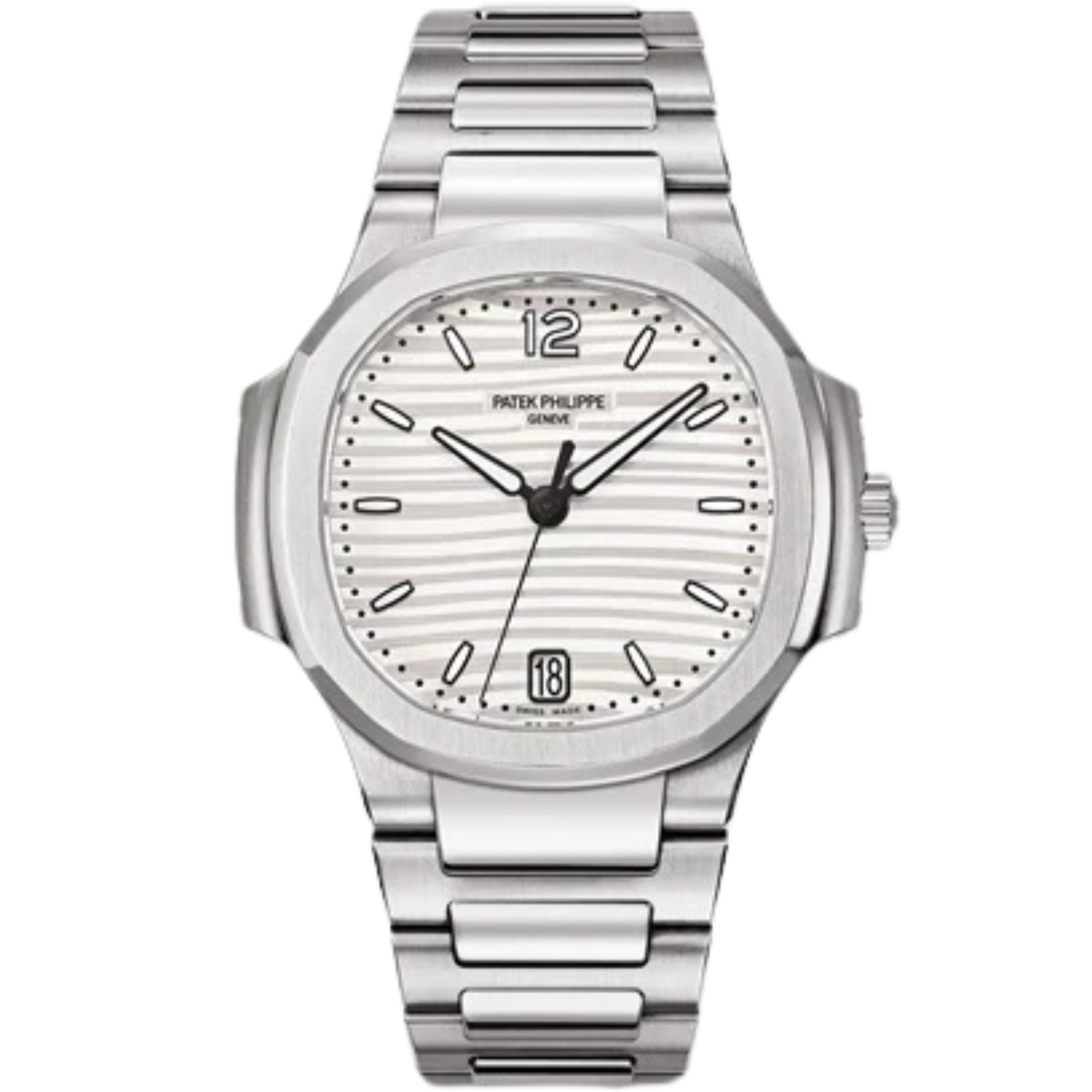 7118/1A Nautilus Ladies 35.2mm Stainless Steel Bracelet Silvery Opaline Dial Octagonal Steel Bezel