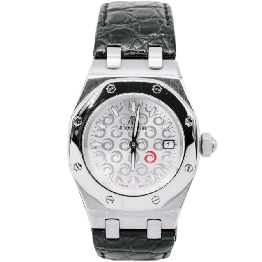 Audemars Piguet Royal Oak Lady Alinghi ref. 67610ST.OO.D062CR.01 steel silver dial red leather strap