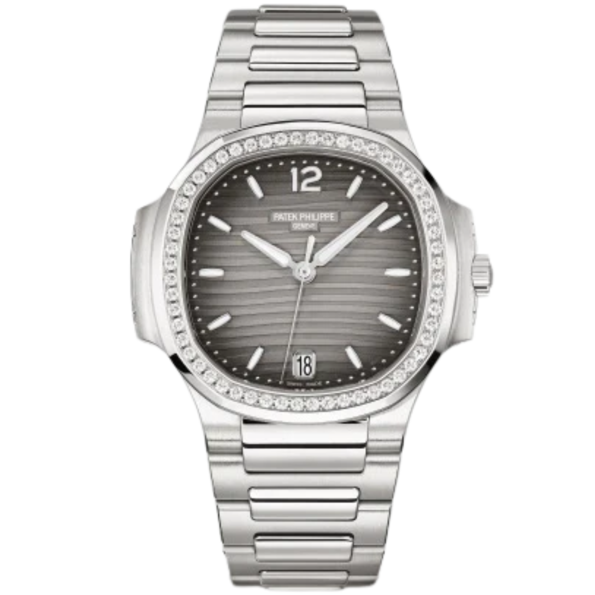 7118-1200A-011 Nautilus Ladies 35.2mm Steel Bracelet Gray Opaline Dial Diamond-set Bezel
