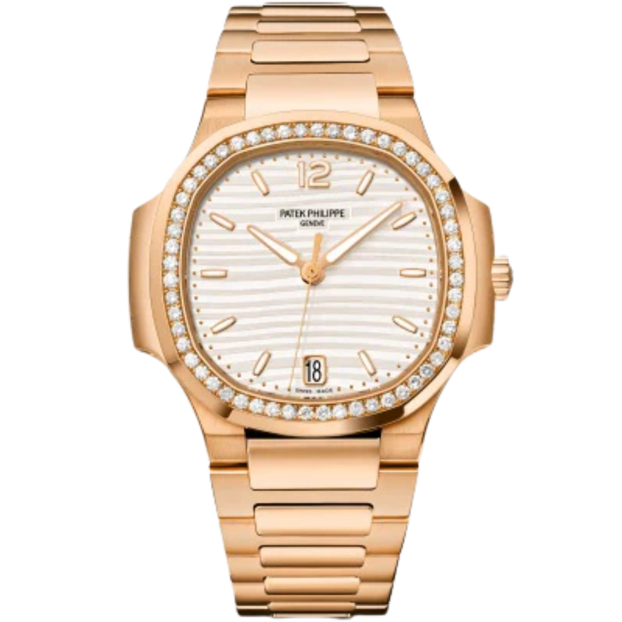 Patek Philippe Nautilus ref. 7118/1200R-001 rose gold silvery dial diamond bezel