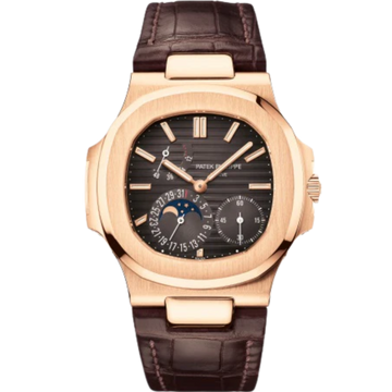 5712R-001 Nautilus 40mm Matte Dark Brown Alligator Strap Black Brown Embossed Dial Rose Gold Bezel
