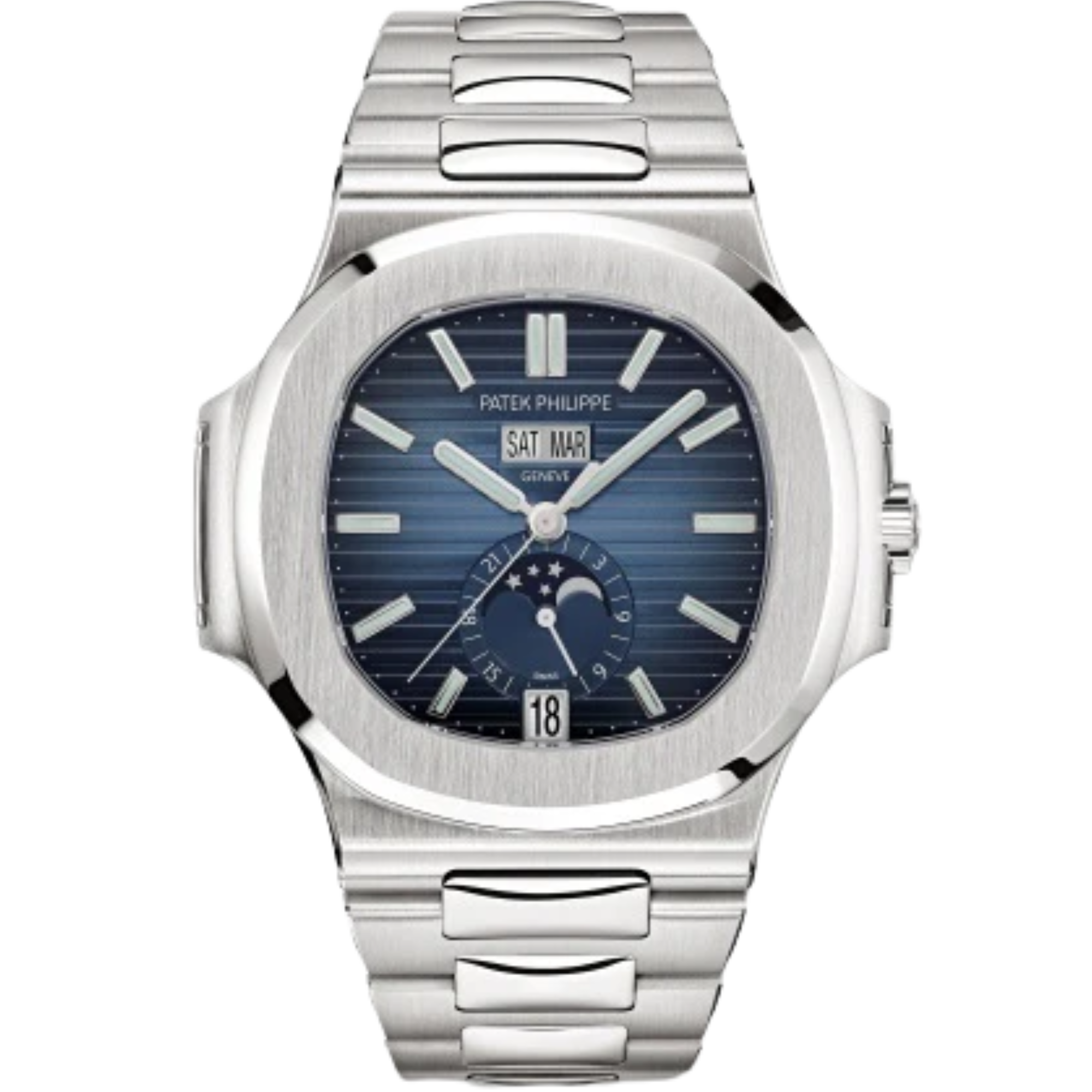 5726/1A-014 Nautilus 40.5mm Steel Bracelet Blue Black Gradated Embossed Dial Steel Bezel