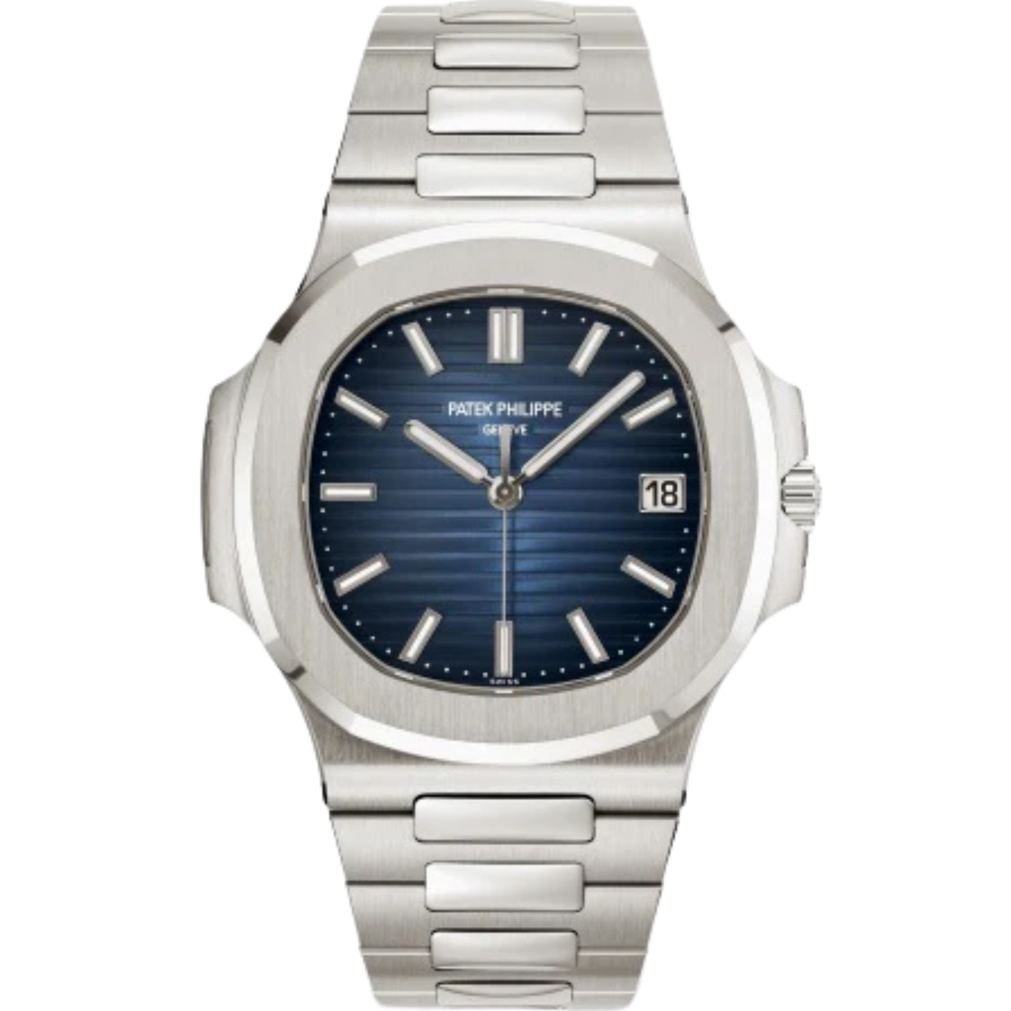 5811/1G Nautilus 41mm White Gold Bracelet Sunburst Blue Black Gradient Rim Embossed Dial White Gold Bezel
