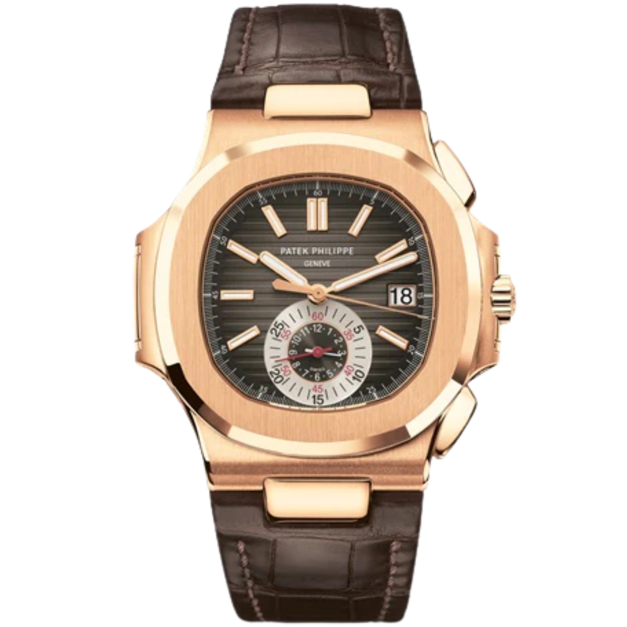 5980R Nautilus 40.5mm Matt Dark Brown Alligator Strap Black Brown Embossed Dial Rose Gold Bezel