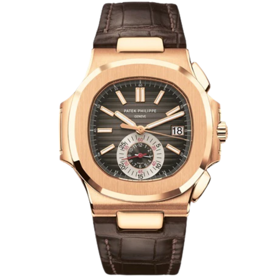 Patek Philippe Nautilus ref. 5980R rose gold black-brown dial alligator strap