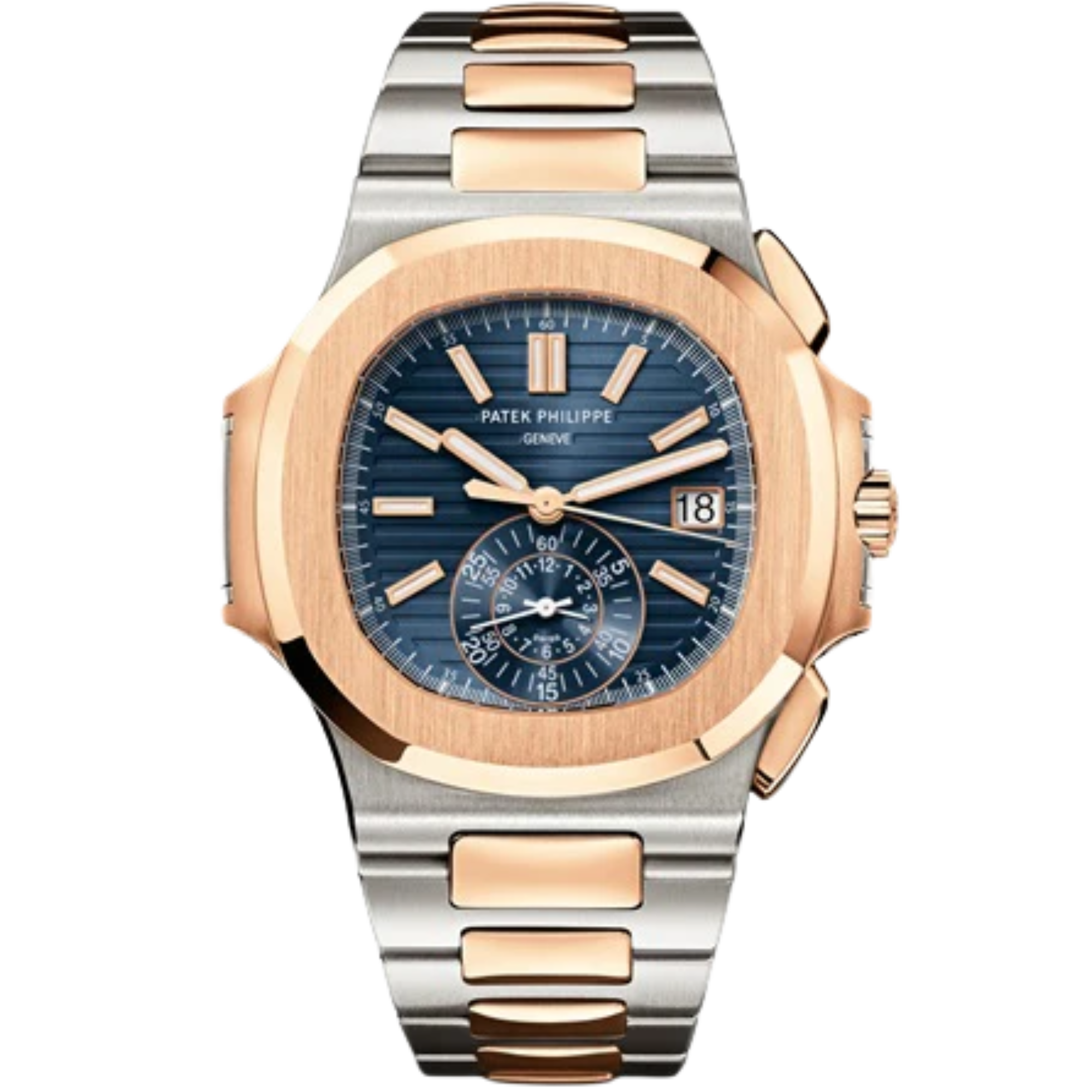 Patek Philippe Nautilus Ref. 5980/1AR 40.5mm Steel Rose Gold Blue Sunburst Embossed Dial