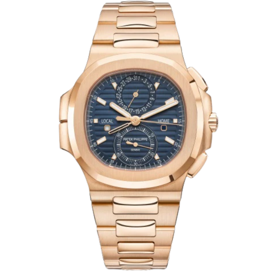Patek Philippe Nautilus Travel Time Chronograph ref. 5990/1R-001 rose gold blue dial