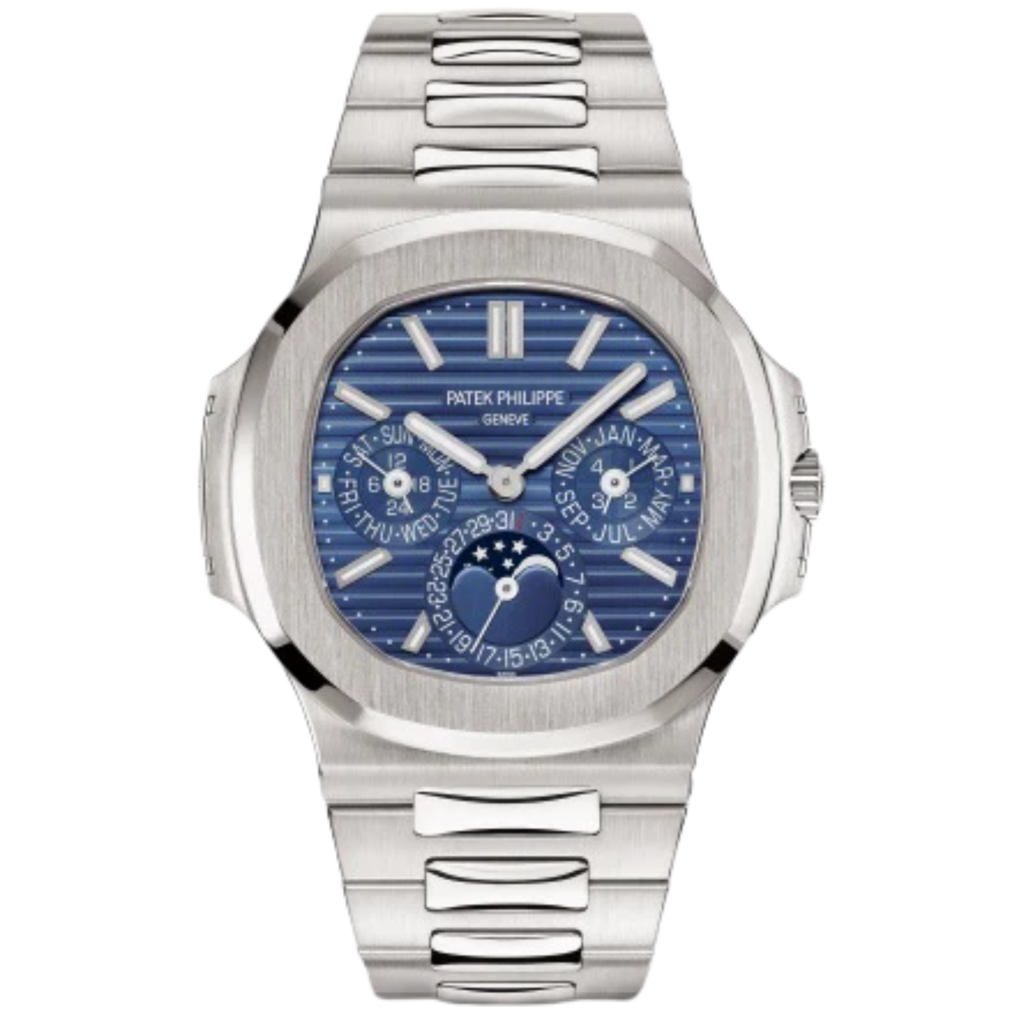 5740/1G Nautilus 40mm White Gold Bracelet Blue Sunburst Dial White Gold Bezel