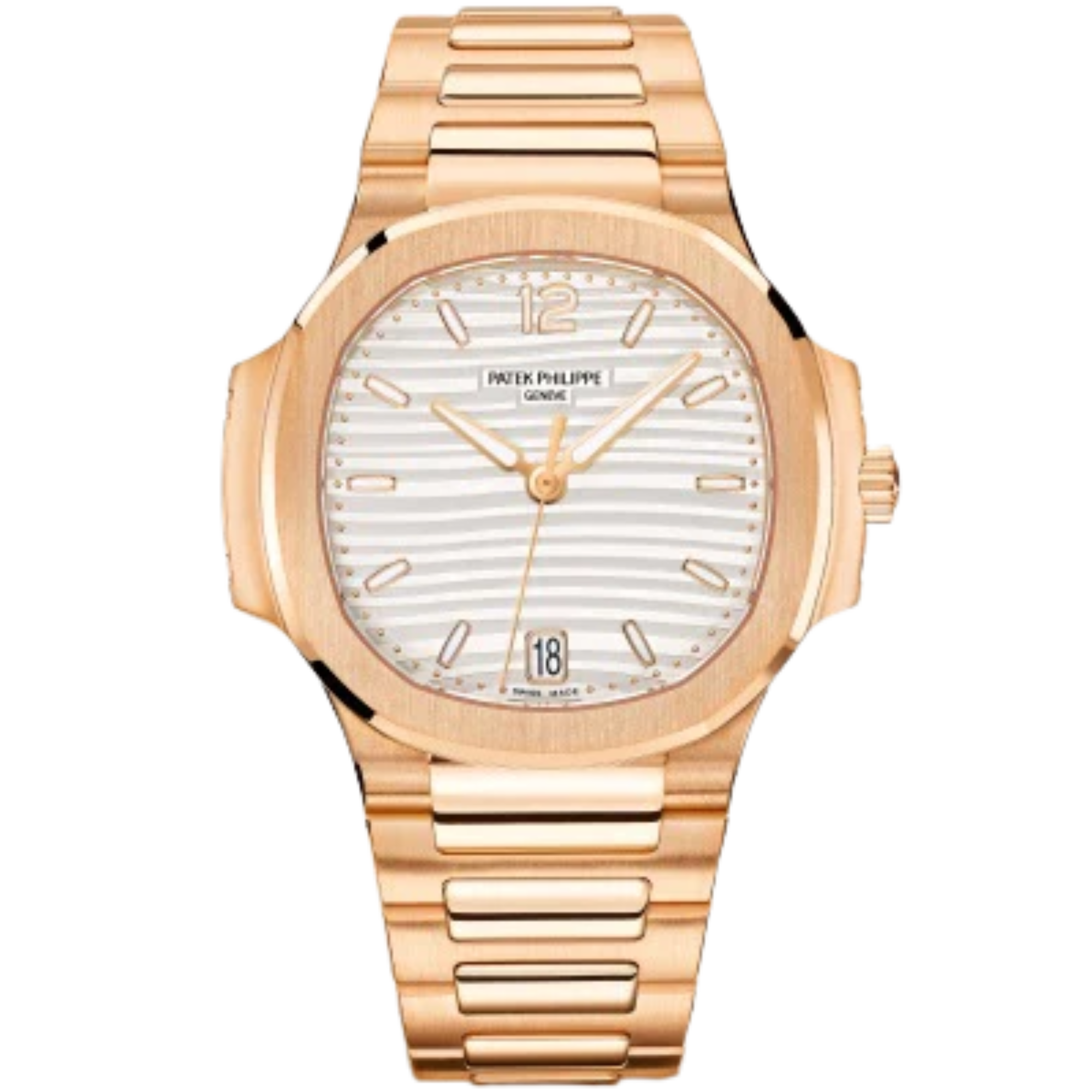 7118/1R Nautilus Ladies 35.2mm Rose Gold Bracelet Silvery Opaline Dial Rose Gold Plain Bezel