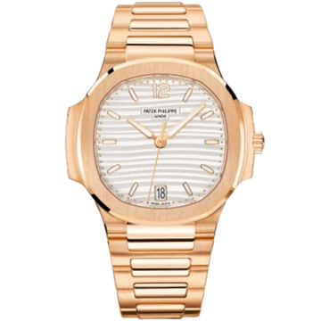 7118/1R Nautilus Ladies 35.2mm Rose Gold Bracelet Silvery Opaline Dial Rose Gold Plain Bezel