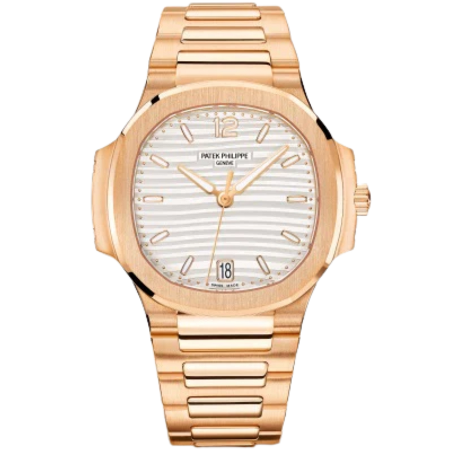 Patek Philippe Nautilus ref. 7118/1R rose gold bracelet silvery opaline dial