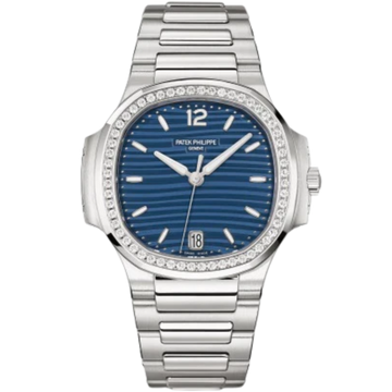 7118/1200A Nautilus Ladies 35.2mm Steel Bracelet Blue Opaline Dial Diamond-set Bezel