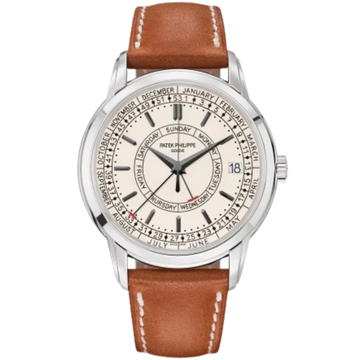 Patek Philippe Calatrava Ref. 5212A Complications 40mm Light Brown Strap Silver Opaline Dial