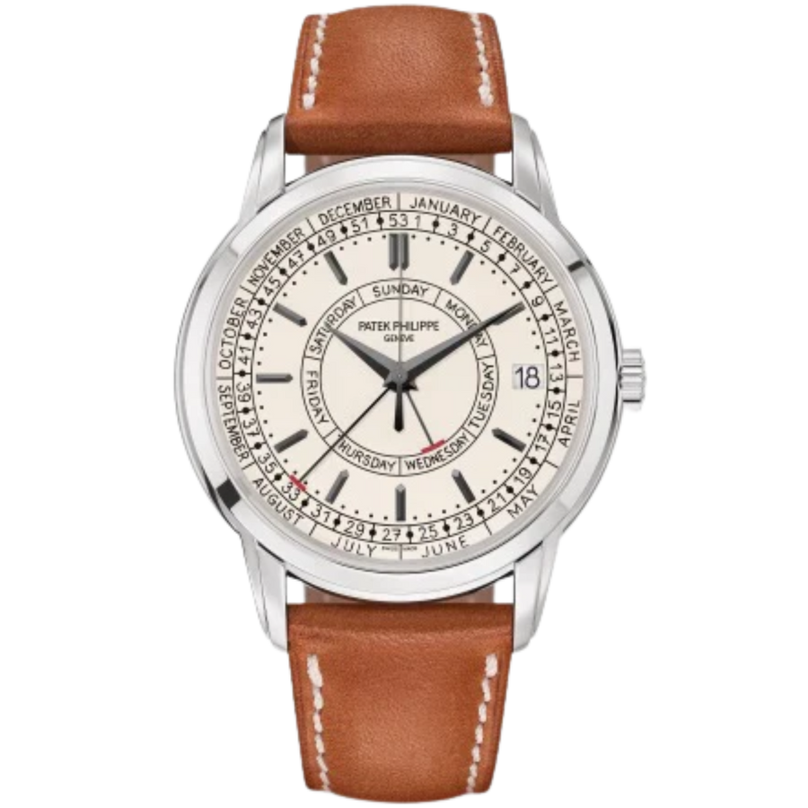 Patek Philippe Weekly Calendar ref. 5212A-001 steel silvery opaline dial brown calfskin strap