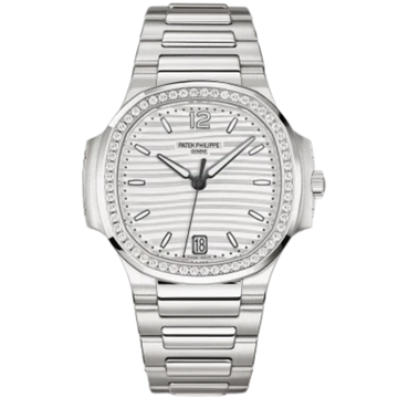 7118-1200A-010 Nautilus Ladies 35.2mm Steel Bracelet Silvery Opaline Dial Diamond-set Bezel