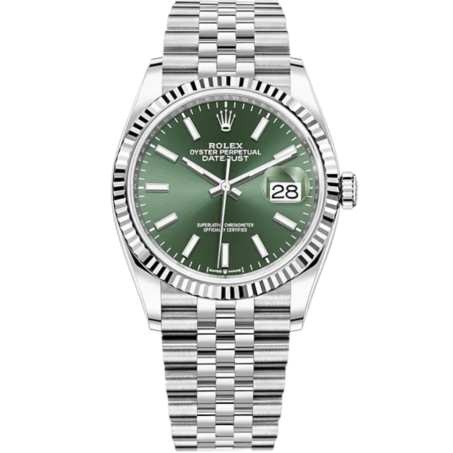 Rolex 126234 White Gold White Gold Jubilee Bracelet Green Dial Jubilee Bracelet luxury watch at 1Luxury Miami