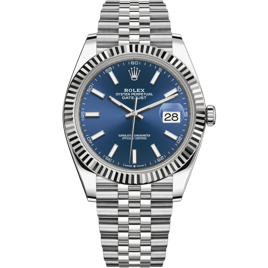 Rolex 126334 Blue Stick Dial Jubilee Bracelet luxury watch at 1Luxury Miami