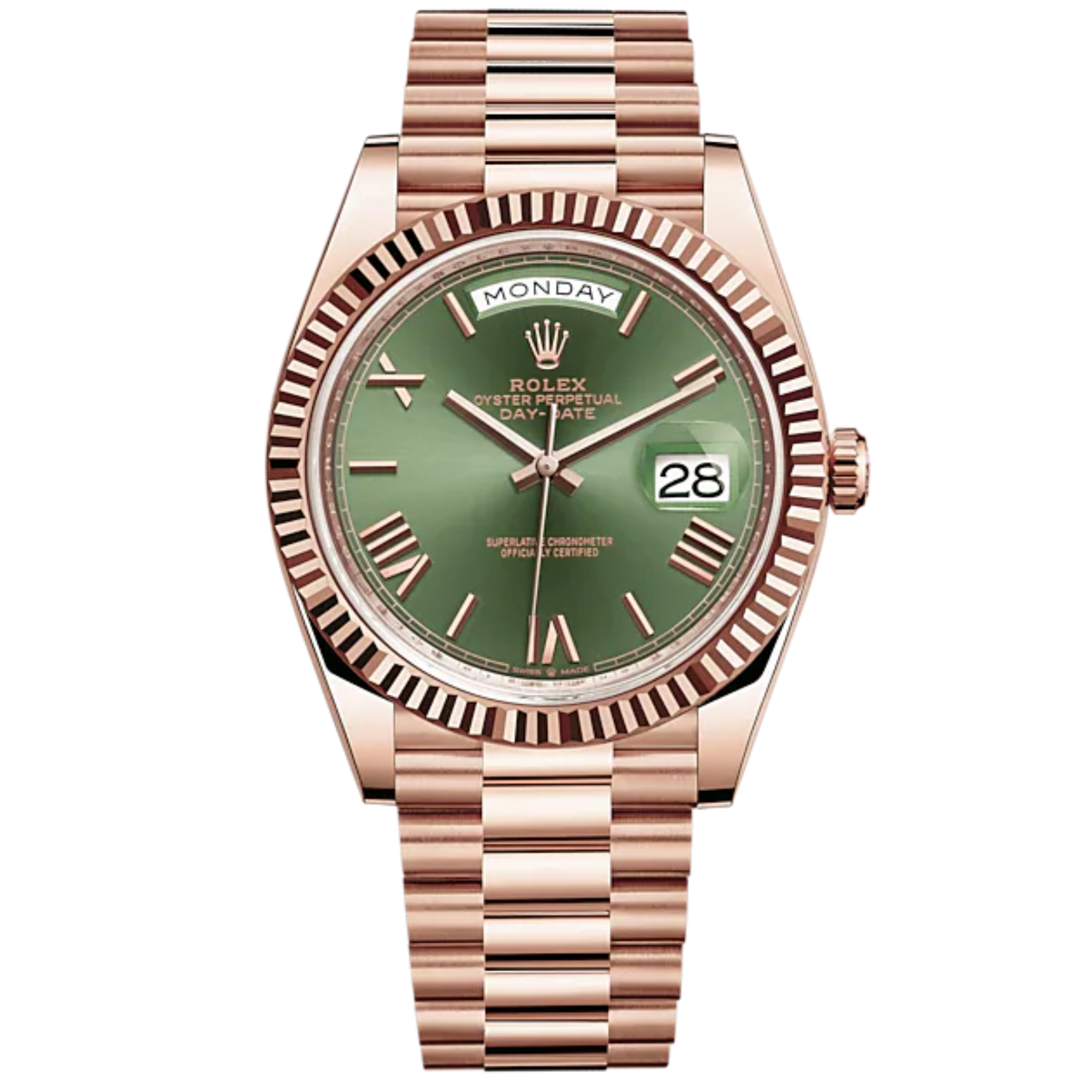 Rolex Day Date Ref. 228235 Rose Gold Olive Dial