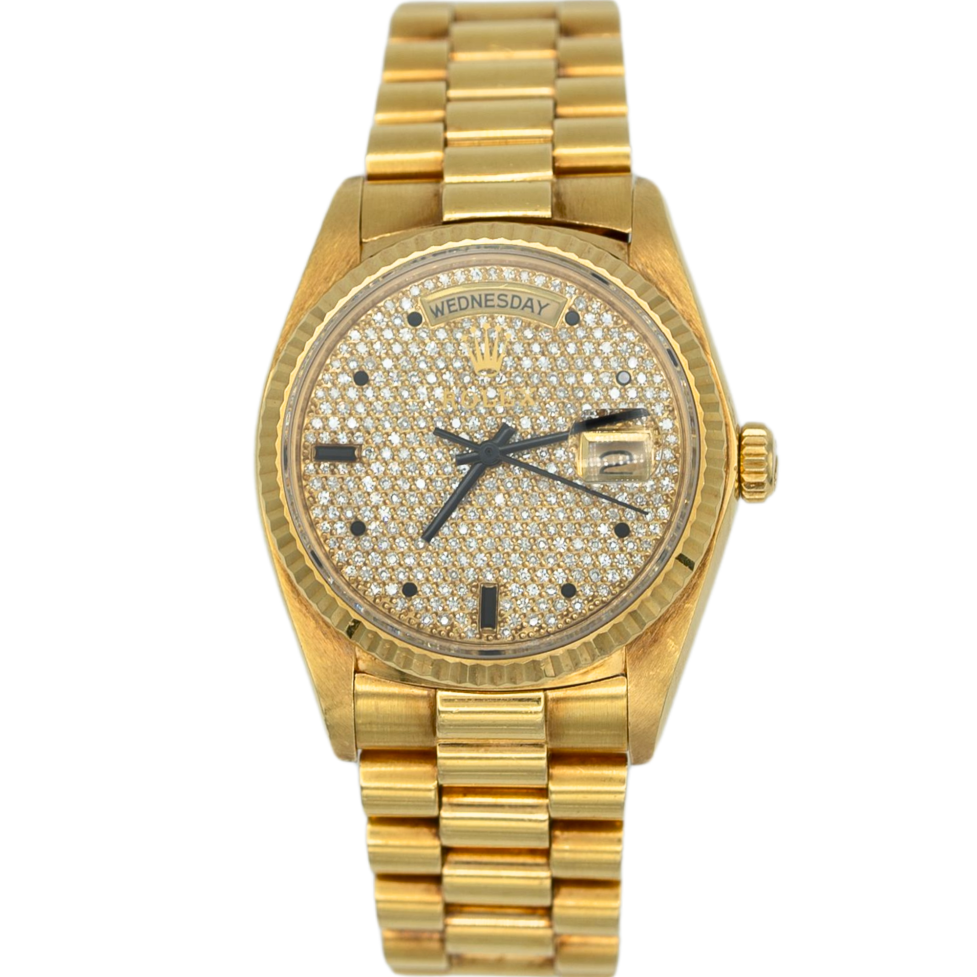 Rolex Day-Date Ref. 18038 36MM Yellow Gold Sapphire Market Factory Set Dial