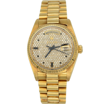 Rolex Day-Date Ref. 18038 36MM Yellow Gold Sapphire Market Factory Set Dial