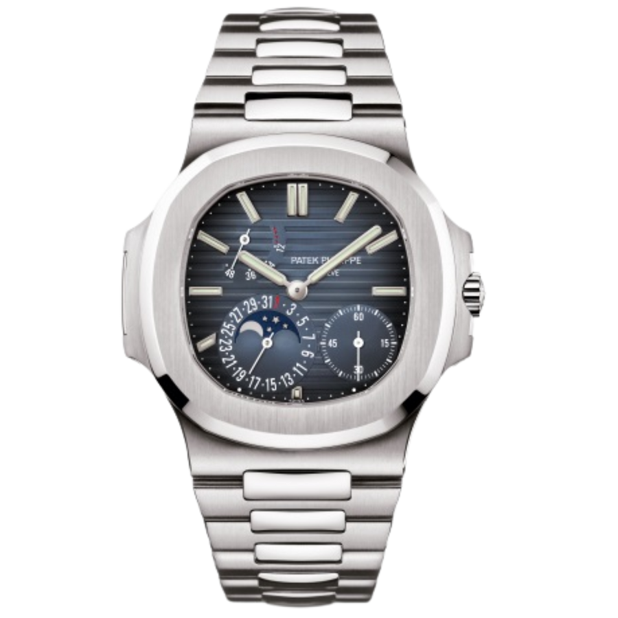 Patek Philippe Nautilus ref. 5712/1A stainless steel blue dial moon-phase display