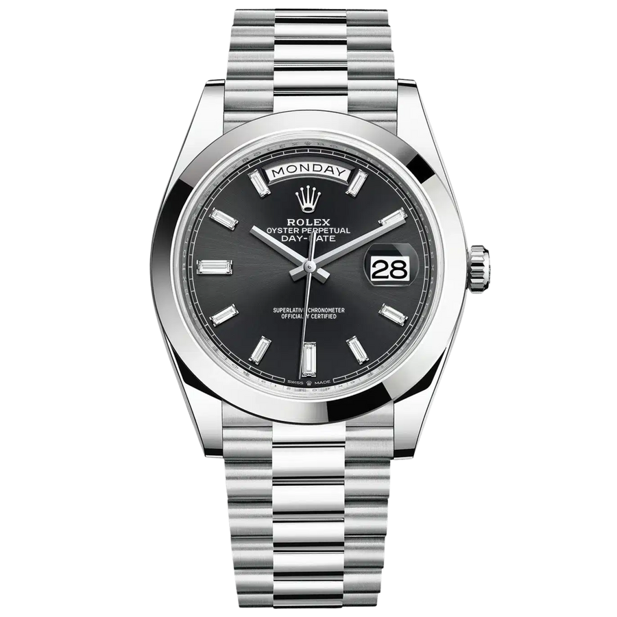 Rolex 226236A Platinum Baguette-Set Black Baguette Dial luxury watch at 1Luxury Miami