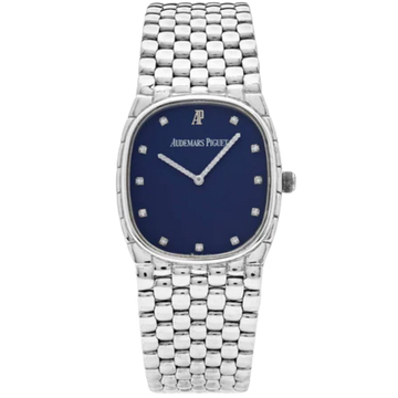 Audemars Piguet Ref. 14579BC/G.1116BC/01 28MM White Gold Vintage Ellipse Cobra Navy Blue Dial with Diamond Markers