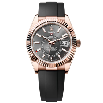 Rolex Skydweller Ref. 336235 42mm Slate Dial Rose Gold on Oysterflex