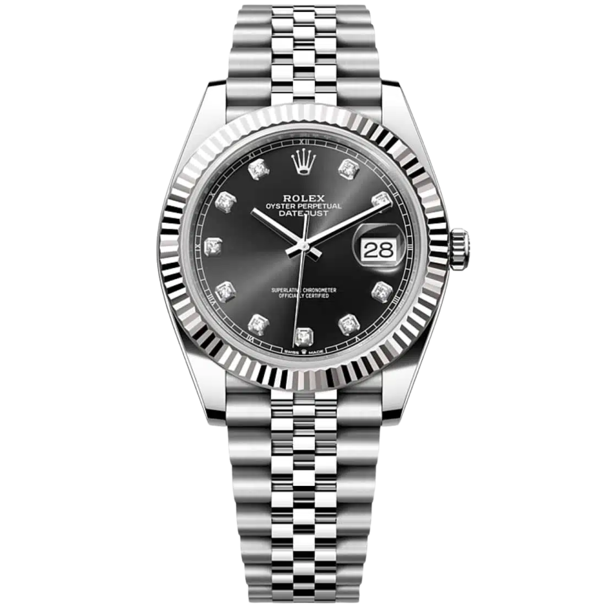 Rolex Datejust Ref. 126334G 41mm Stainless Steel Black Diamond Dial on Jubilee