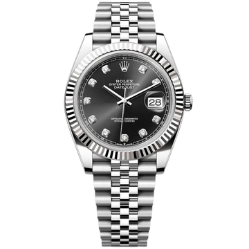 Rolex Datejust Ref. 126334G 41mm Stainless Steel Black Diamond Dial on Jubilee