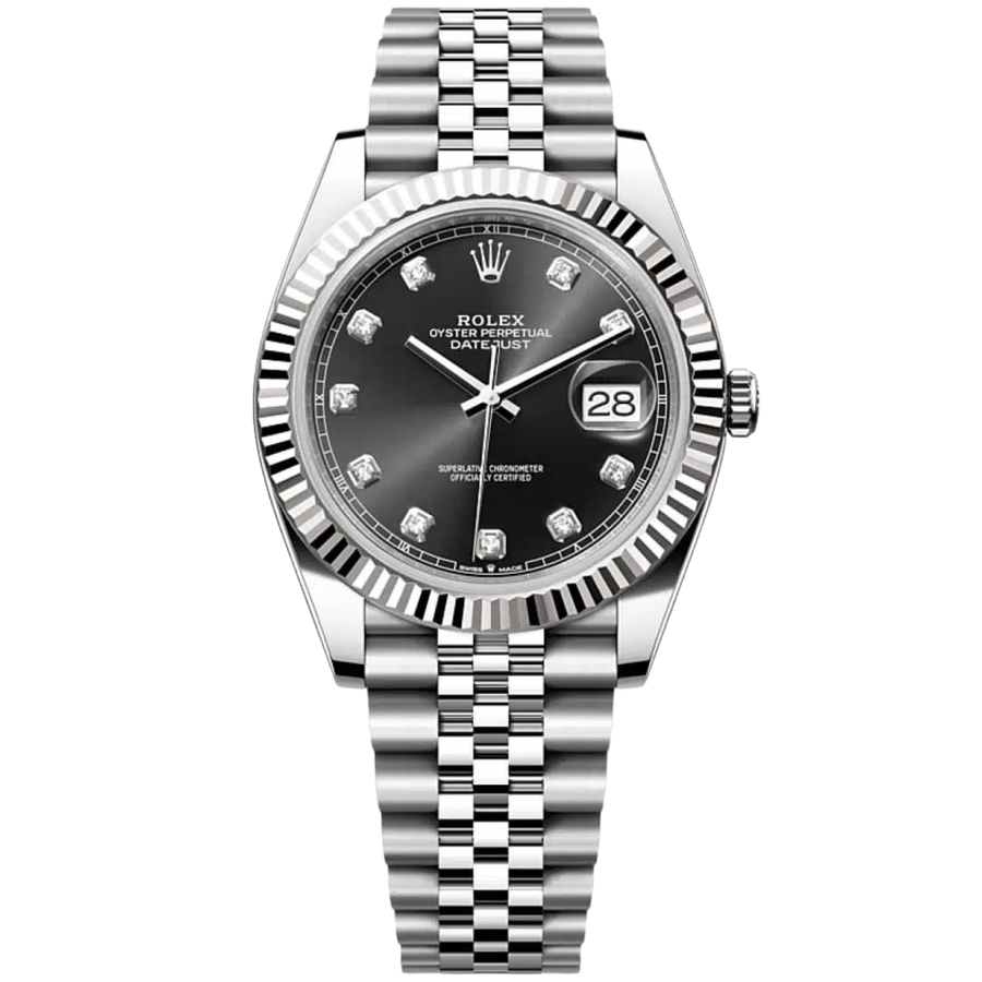 Rolex 126334G Stainless Steel Diamond-Set Black Diamond Dial Jubilee Bracelet luxury watch at 1Luxury Miami