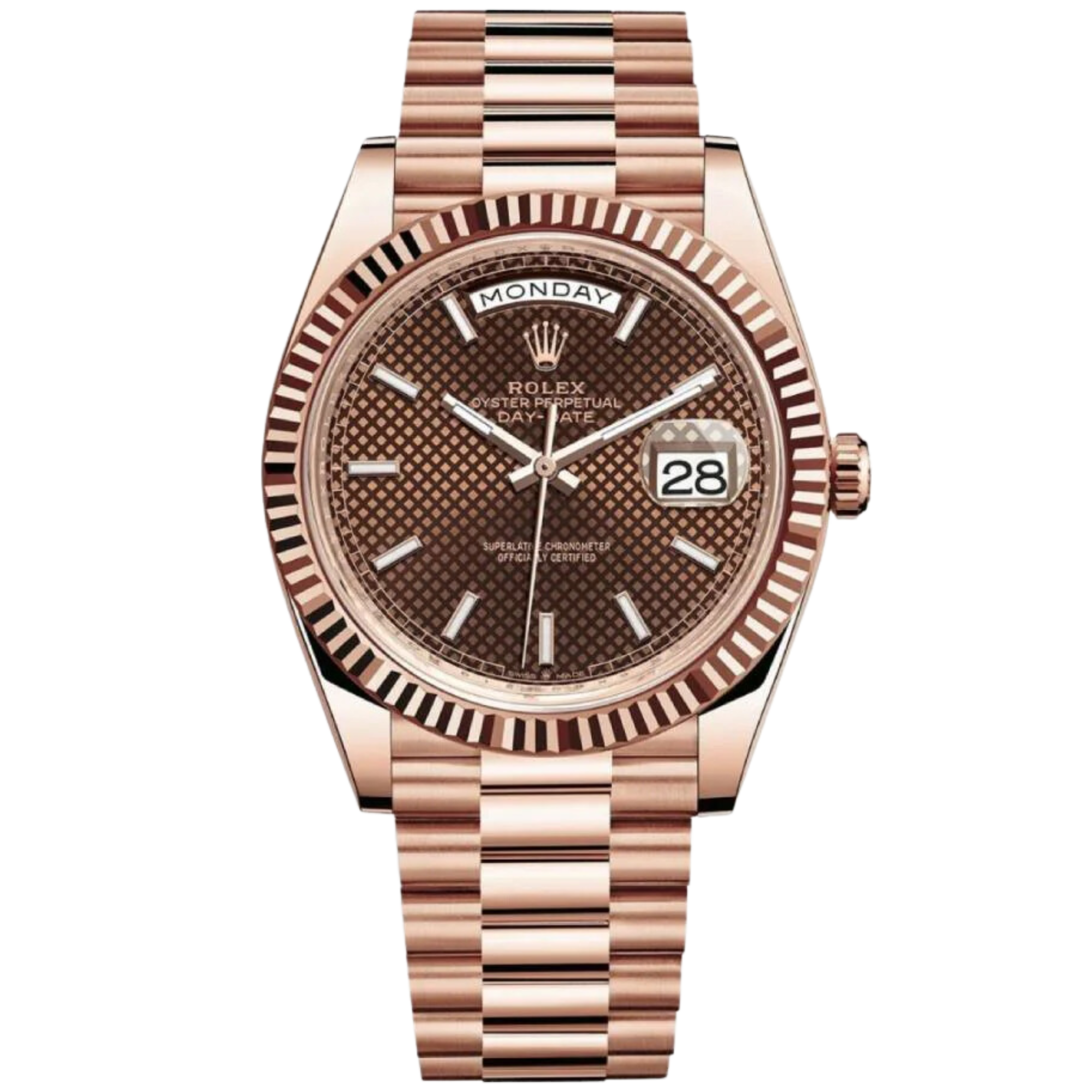 Rolex Day Date Ref. 228235 40mm Chocolate Motif Dial Rose Gold
