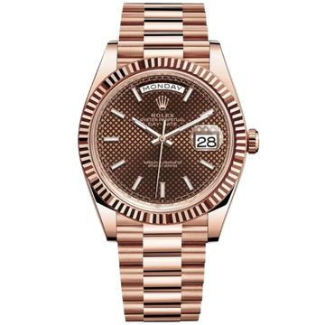 Rolex Day Date Ref. 228235 40mm Chocolate Motif Dial Rose Gold