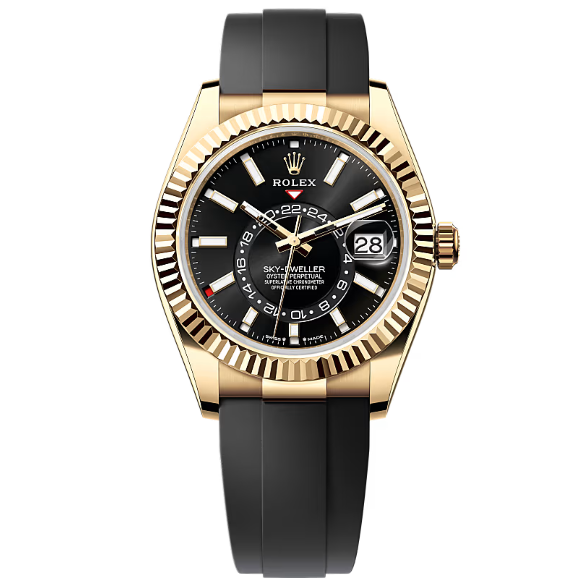 Rolex Skydweller Ref. 336238 42mm Yellow Gold Black Dial on OysterFlex