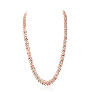 Rose Gold & Diamond Cuban Link Prong Chain