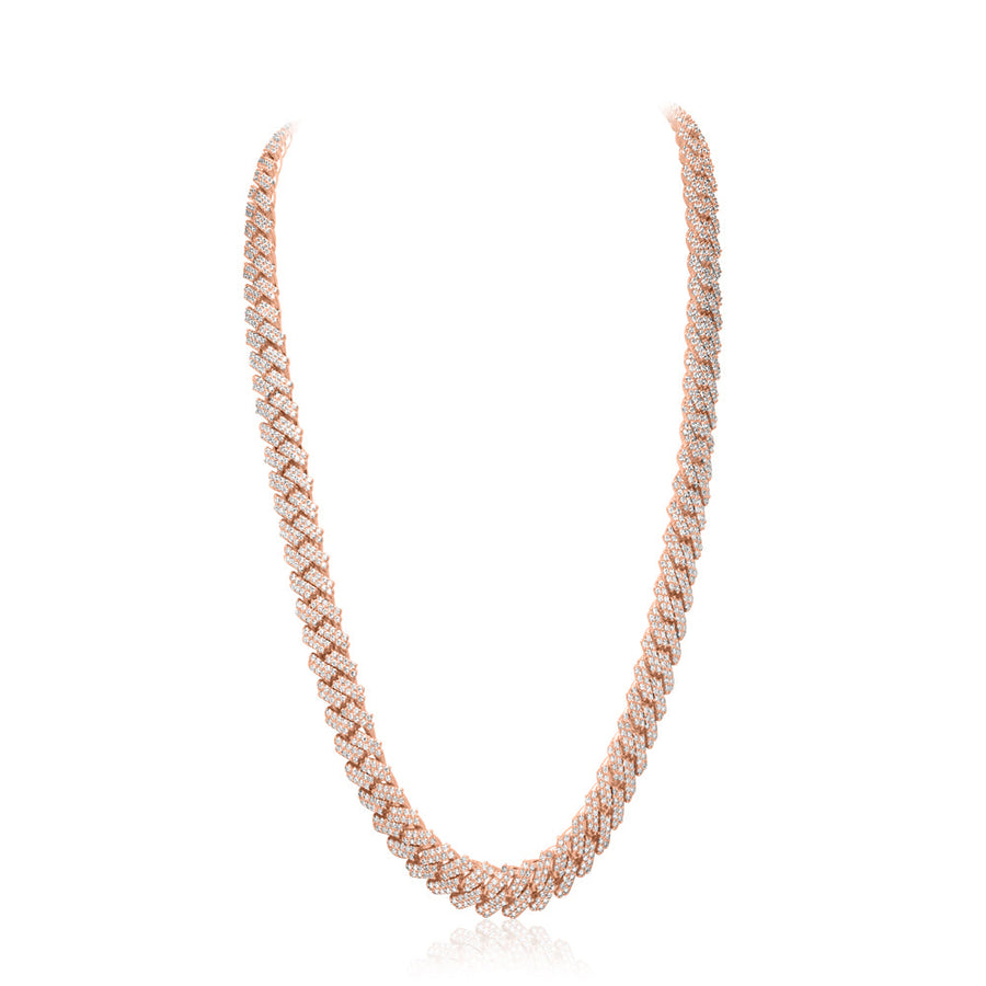 Rose Gold & Diamond Cuban Link Prong Chain