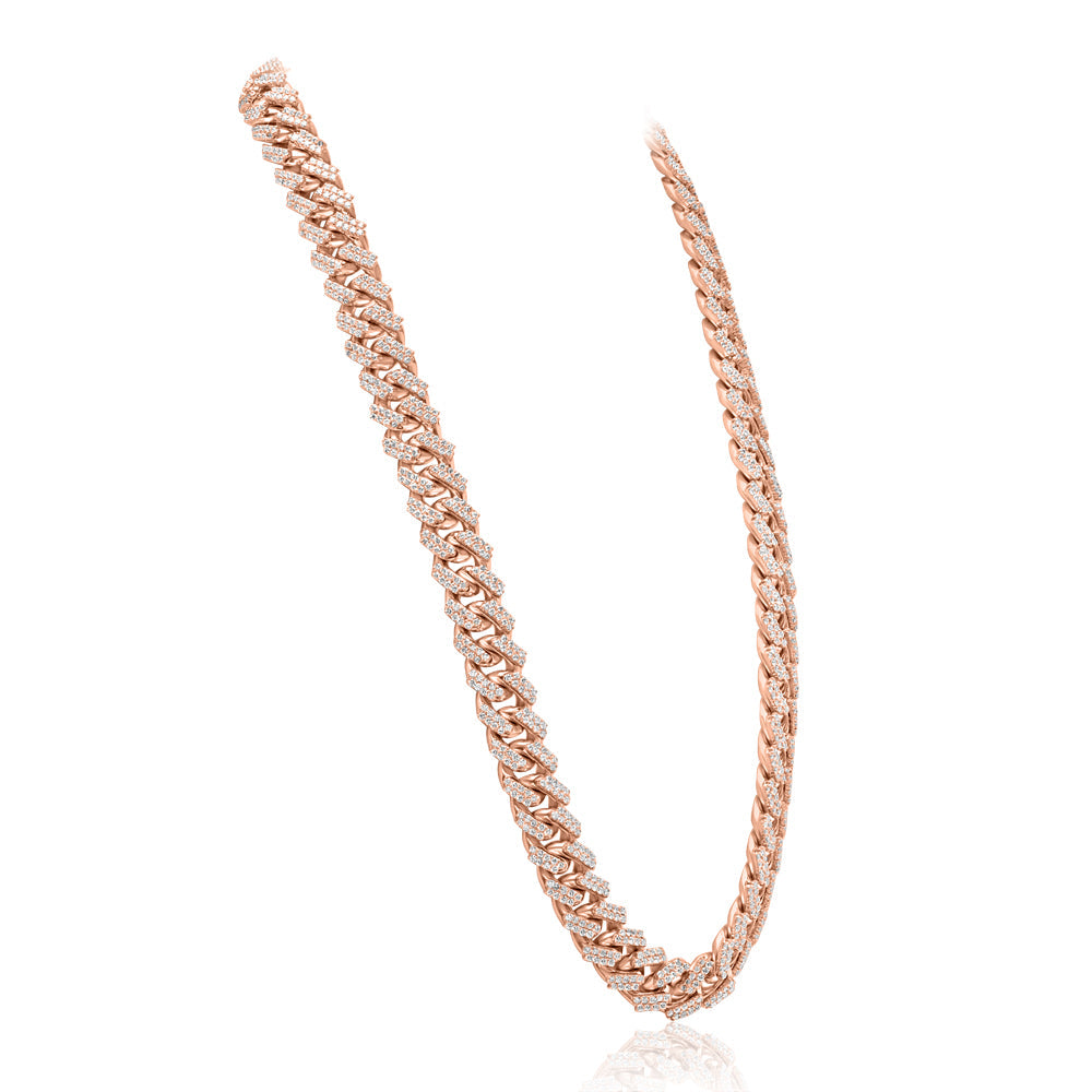 Rose Gold & Diamond Cuban Link Prong Chain