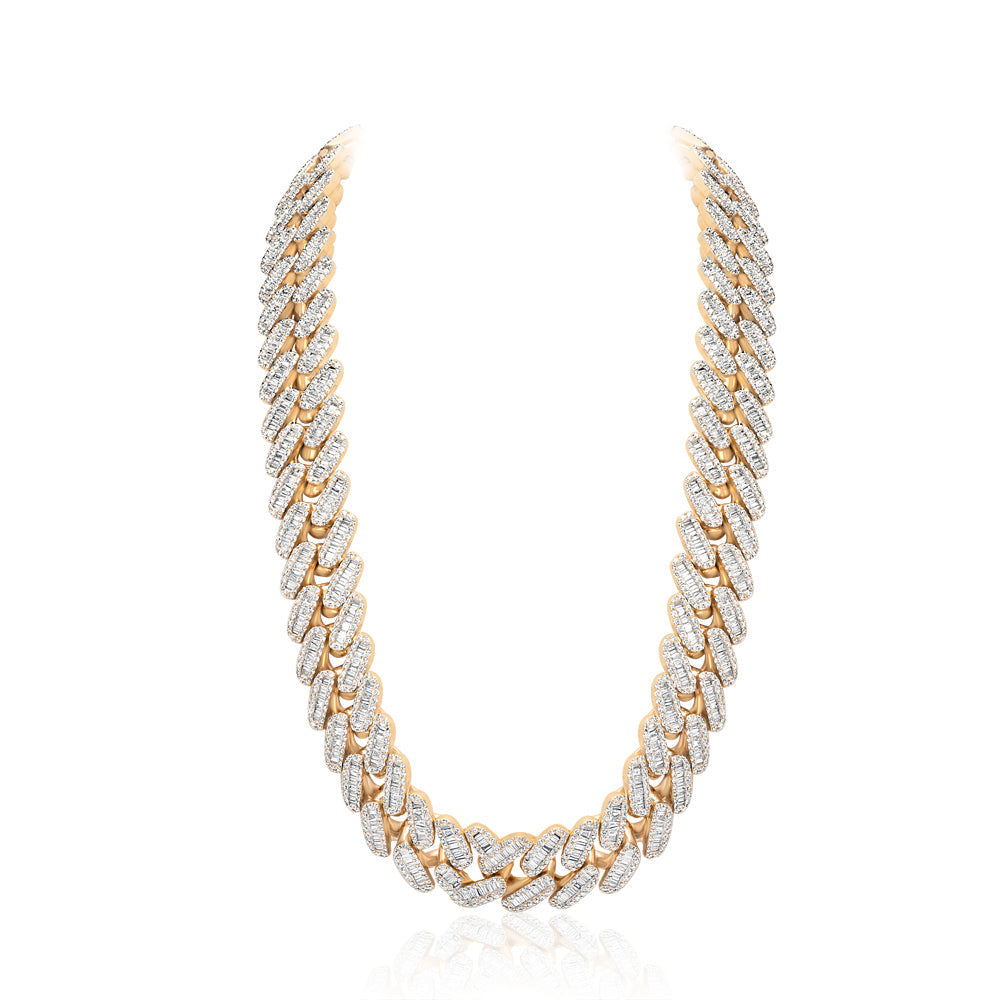 Yellow Gold & Diamond Cuban Link Baguette Chain