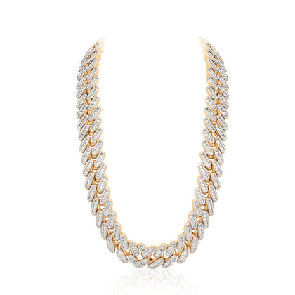 Yellow Gold & Diamond Cuban Link Baguette Chain