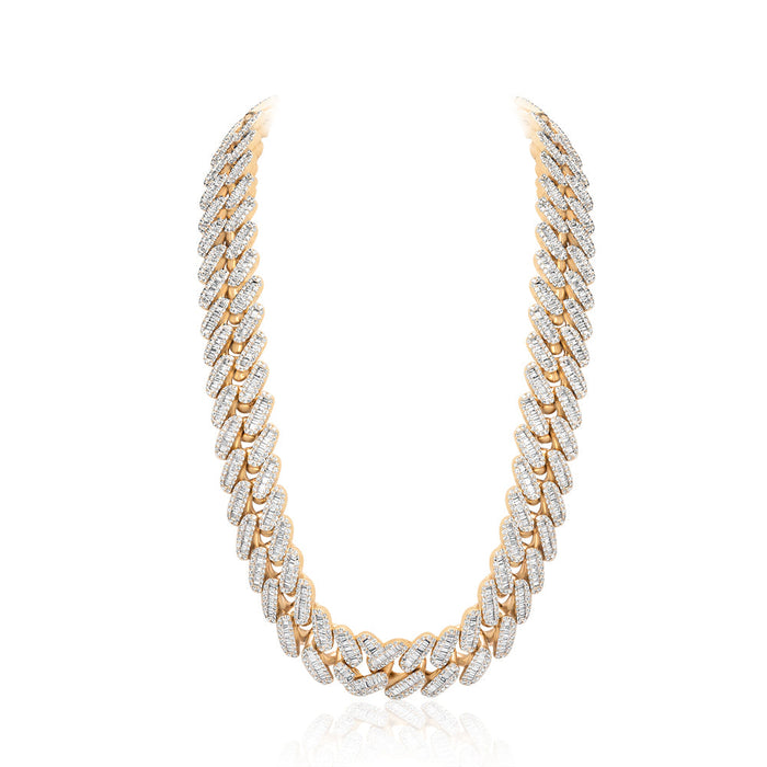 Yellow Gold & Diamond Cuban Link Baguette Chain