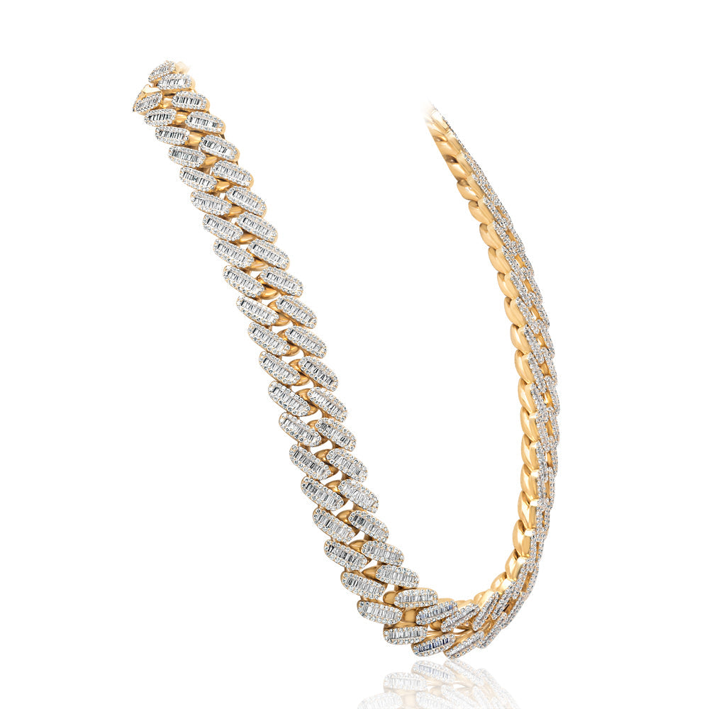 Yellow Gold & Diamond Cuban Link Baguette Chain