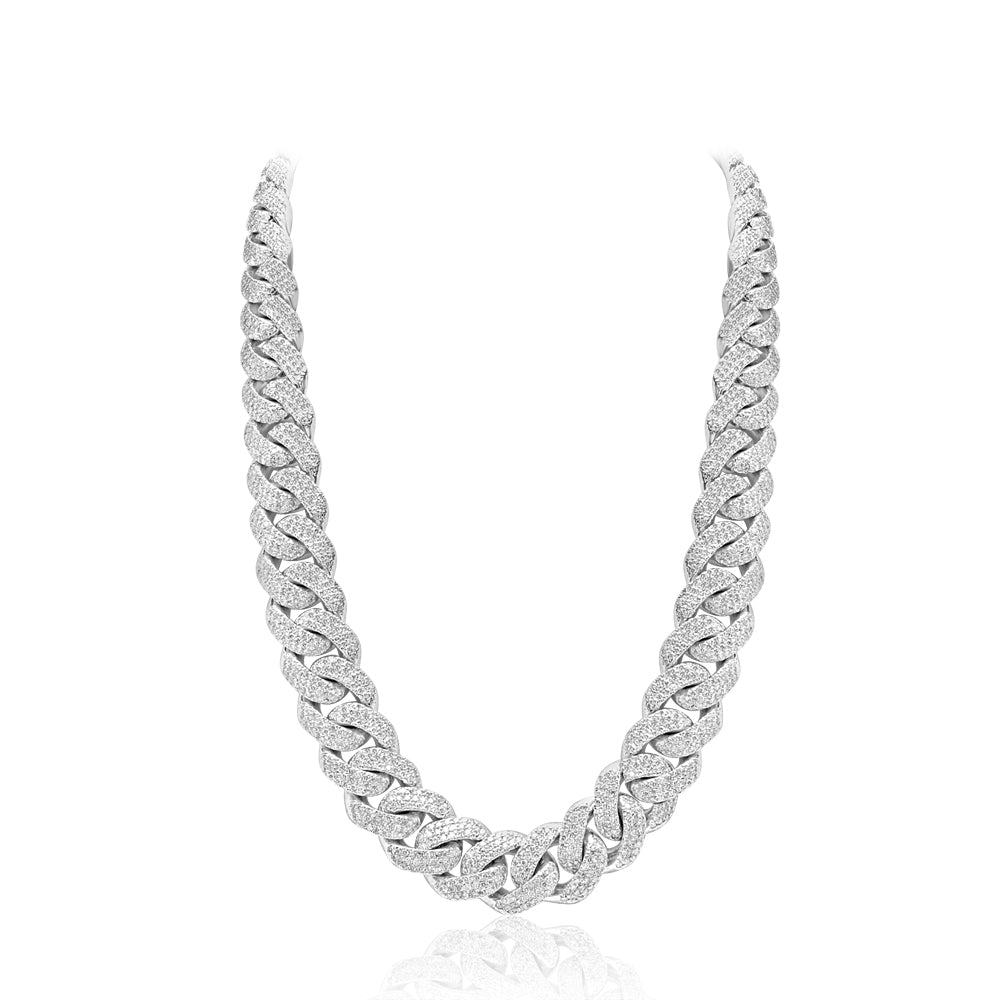 White Gold & Diamond Cuban Link Chain