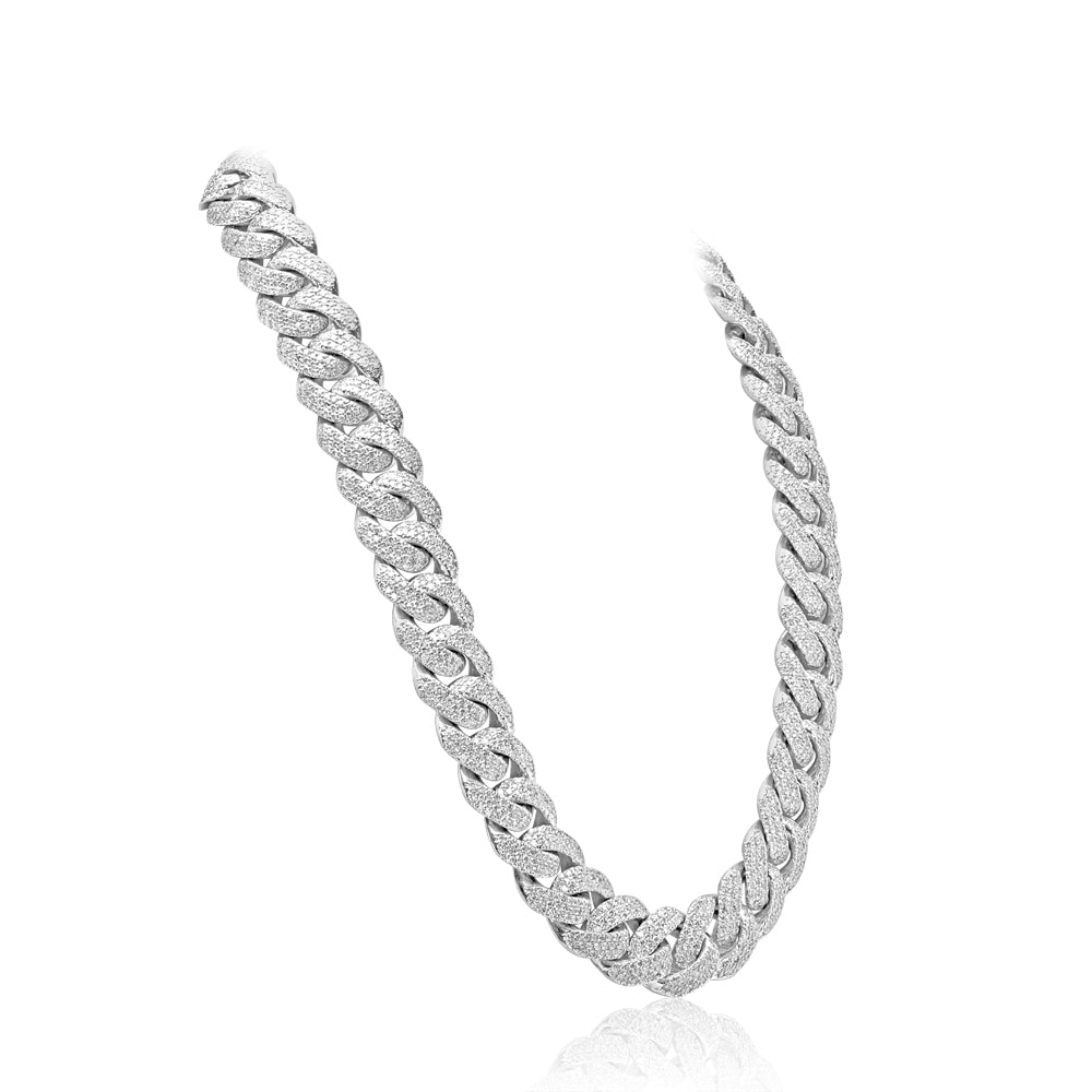White Gold & Diamond Cuban Link Chain