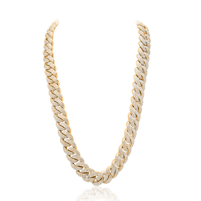 Yellow Gold & Diamond Pave Cuban Link Chain